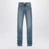 Attico Sky Blue Jeans With Long Leg Curled At The Hem In Blue
