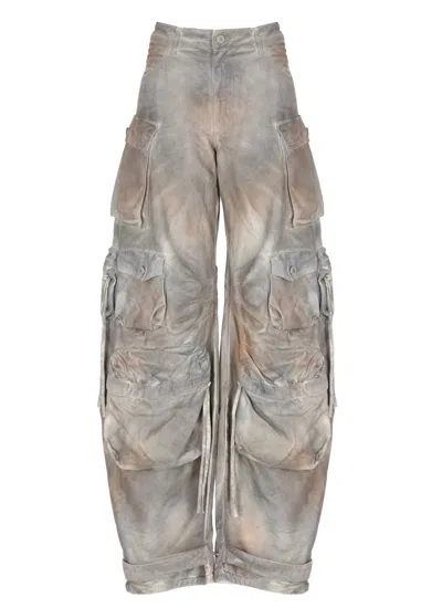 Attico Cargo Jeans With Belt Loops And Tie Features In Gray