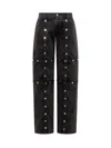 Attico Studded Convertible Low-rise Straight Jeans In Black
