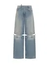 Attico Wide-leg Jeans With Cut-out Detail In Blue