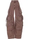 Attico Pink Jeans With Logo Patch On The Rear And Turn-up Cuffs In Denim Woman In Washed Mauve