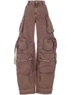Attico Pink Jeans With Logo Patch On The Rear And Turn-up Cuffs In Denim Woman In Washed Mauve