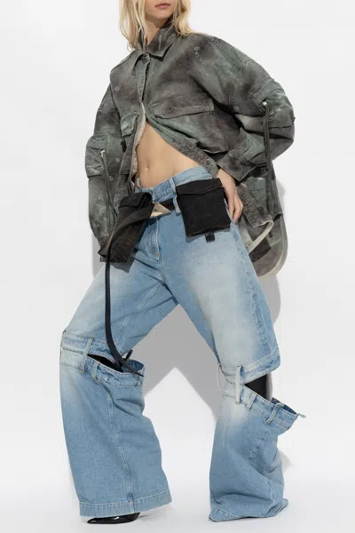 Attico The  Jeans With Split Legs In Light Blue