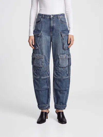 Attico The  Fern Washed Blue Cargo Trousers