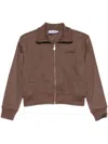 Attico Cropped Brown Sweatshirt With Embossed Logo In Brown