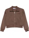 Attico Cropped Brown Sweatshirt With Embossed Logo In Brown
