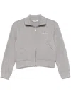 Attico Cropped High Collar Knit Jacket In Gray