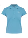 Attico Collared Polo Shirt Short Sleeves In Blue
