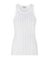 Attico White Tank Top With Multicolor Rhinestone In Jersey Woman In White