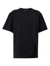 Attico Asymmetric Oversized Round Neck Short Sleeve Top In Black