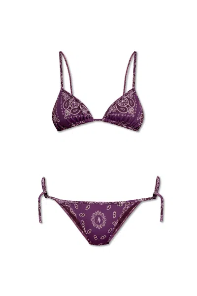 Attico The  Join Us At The Beach Collection Two-piece Swimsuit In Violet/brown