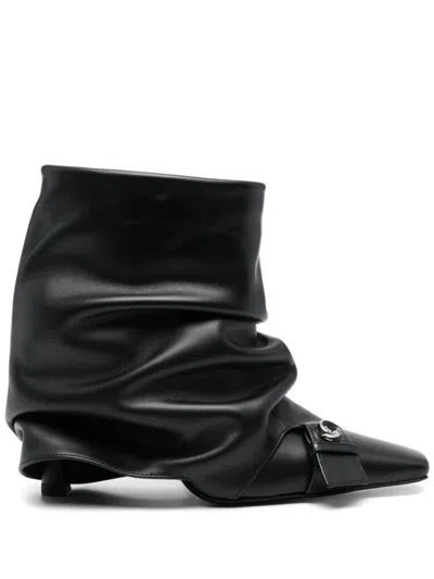 Attico The  Juno Leather Ankle Boots With Heel