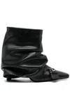 Attico The  Juno Leather Ankle Boots With Heel In Black