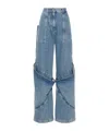 Attico Sky Blue Baggy Jeans With Large Pockets In Blue