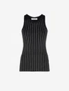 Attico Knitted Ribbed Vest In Black