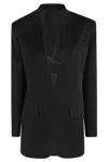 Attico The  Korean Collar Black Wool Jacket In Black