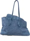 Attico The  La Passeggiata Leather Shoulder Bag In Blue
