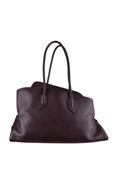 Attico Dark Purple La Passeggiata Medium Tote In Burgundy