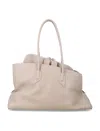 Attico La Passeggiata Medium Leather Shoulder Bag In Neutral