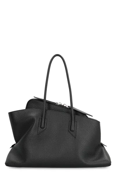 Attico The  La Passeggiata Medium Leather Handbag In Black