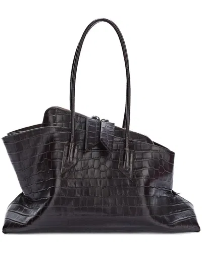 Attico The  La Passeggiata Medium Leather Shoulder Bag In Brown