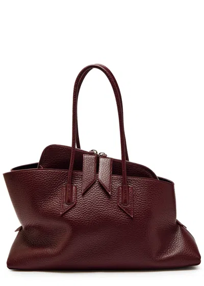 Attico The  La Passeggiata Medium Leather Shoulder Bag In Burgundy