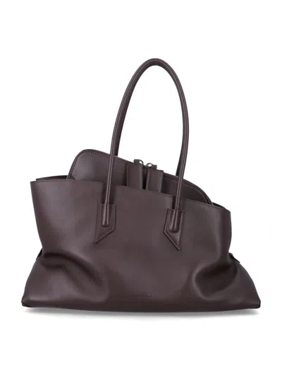 Attico The  La Passeggiata Medium Leather Tote In Brown