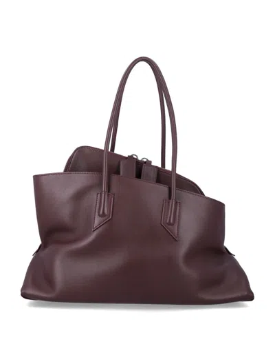 Attico The  La Passeggiata Medium Leather Tote In Purple