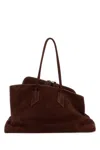 Attico Rectangular Suede Finish Double Handles Shoulder Bag In Brown