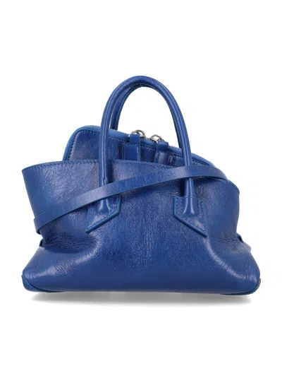 Attico The  La Passeggiata Mini Asymmetric Leather Tote In Blue