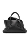 Attico Mini Leather Shoulder Bag With Dual Zip Closure In Black