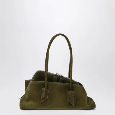 Attico The  La Passeggiata Small Bag In Khaki Green Suede