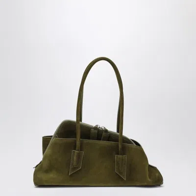 Attico The  La Passeggiata Small Bag In Khaki Green Suede Women