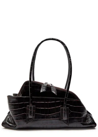ATTICO THE ATTICO LA PASSEGGIATA SMALL CROCODILE-EFFECT LEATHER SHOULDER BAG