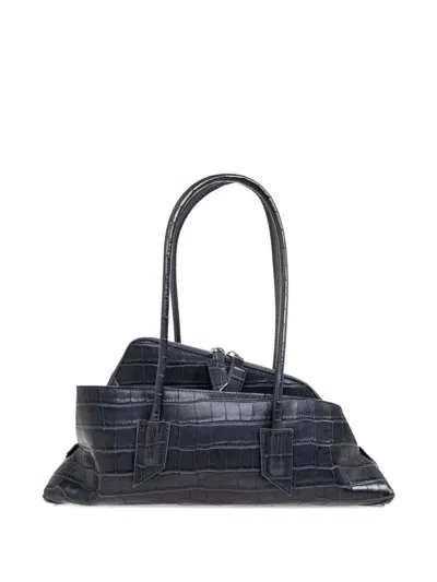 Attico La Passeggiata Small Crocodile-effect Tote Bag In Gray