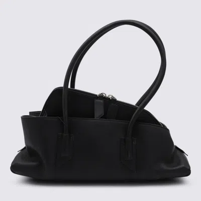Attico The  La Passeggiata Small Leather Shoulder Bag In Black