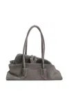 Attico Small La Passeggiata Shoulder Bag In Suede In Gray