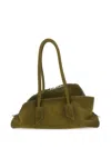 Attico Olive Green Suede Medium La Passeggiata Shoulder Bag In Brown