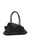 Attico Black Leather La Passeggiata Small Shoulder Bag In Black