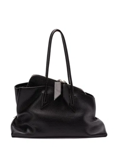 Attico The  La Passeggiata Tumbled Medium Tote Bag In Black