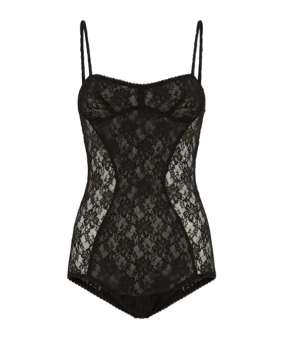 Attico The  Lace Bodysuit In Black