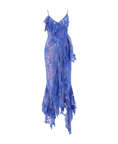 ATTICO THE ATTICO LACE DETAILED ASYMMETRIC MIDI DRESS