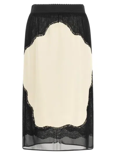 Attico The  Lace Insert Skirt In Black