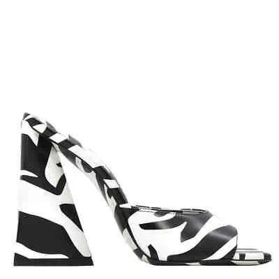Pre-owned Attico The  Ladies Devon Zebra Print Heel Mule In White