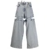 Attico The  Woman Jeans Blue Size 27 Cotton In Grey/blue