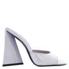 Attico Silver Devon Holographic Mules With Sculpted Heel In Silver Tone