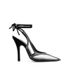 Attico Rhinestoned Venus Chrome See Through Slingbacks 10cm In Silver Tone