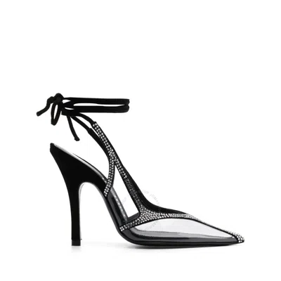 ATTICO THE ATTICO LADIES SILVER VENUS 100MM EMBELLISHED PUMPS