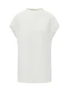 Attico Shoulder-padded Waflle-effect T-shirt In White