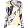 Attico Marbled-pattern T-shirt In White